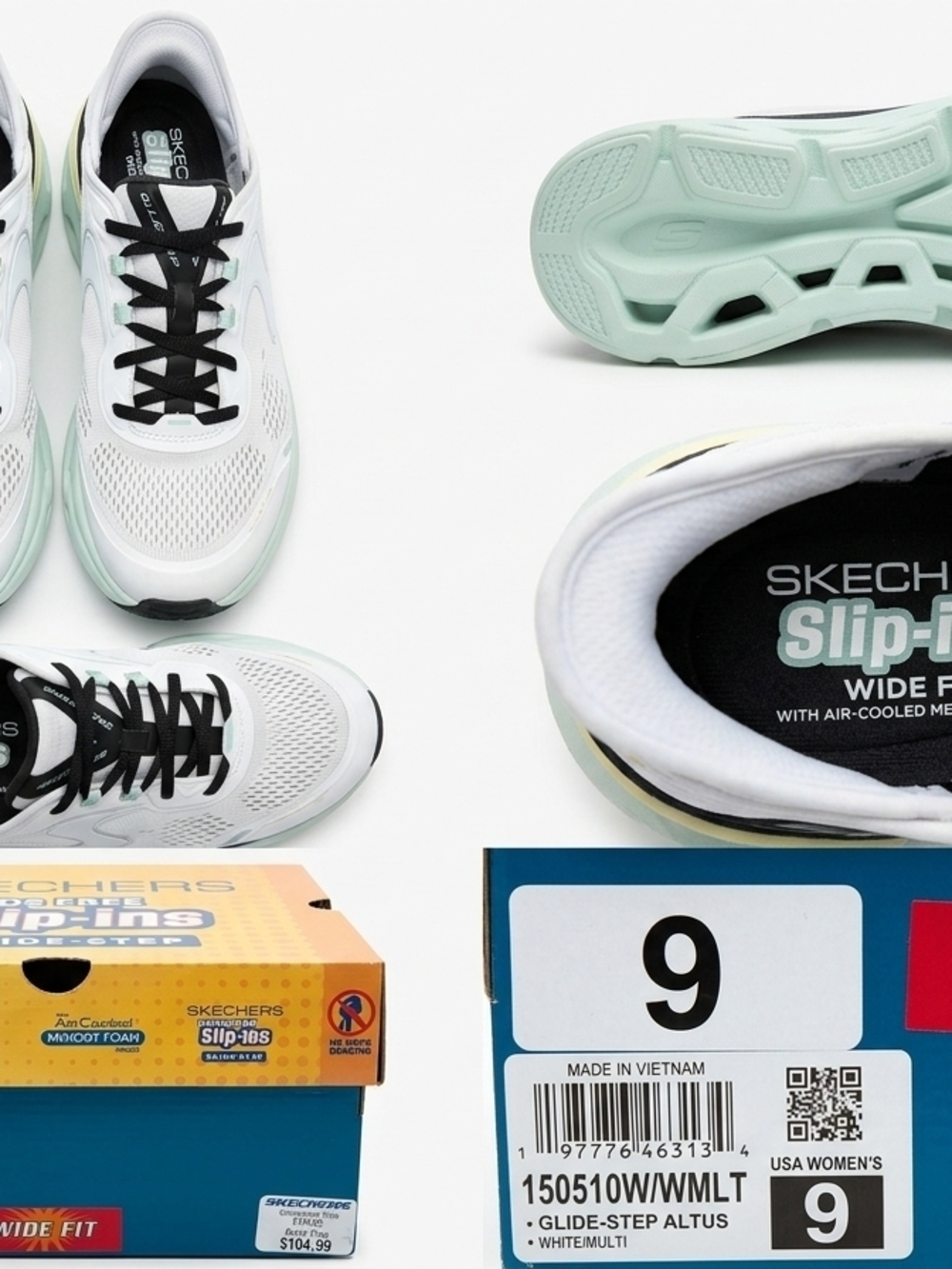 Skechers Slip-Ins White Multi Walking Sneakers - Size 9 Wide
